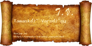 Tamaskó Varsány névjegykártya